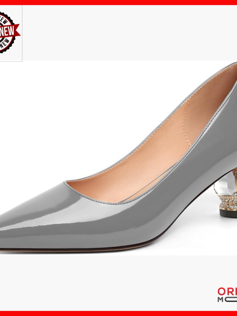 Chunky Low Heel Pumps With Crystal Block Heels And Rhinestones